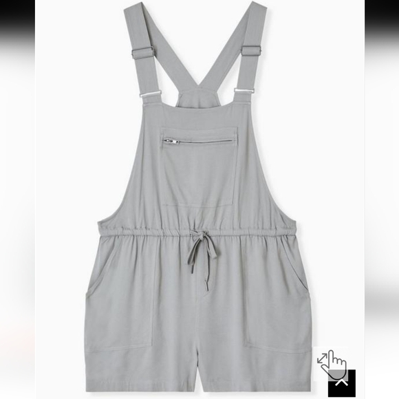 Torrid 2X Gray Twill Short Overalls Military Overall Romper - Picture 1 of 11
